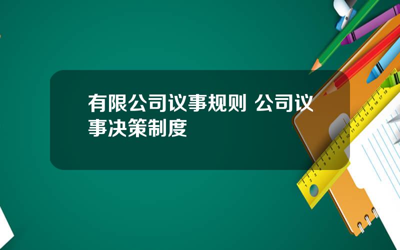 有限公司议事规则 公司议事决策制度